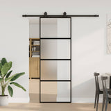 Sliding Door with Hardware Set Black 76x205 cm Tempered Glass 3375829