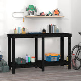 Work Bench Black 140x50x80 cm Solid Wood Pine 822510
