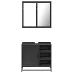 ZNTS 2 Piece Bathroom Furniture Set Black Engineered Wood 3300905