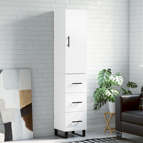 Highboard White 34.5x34x180 cm Engineered Wood 3198873