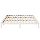 Family Bed Frame No Mattress White 270x200 cm Solid Wood Pine 3324569
