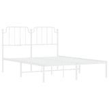 Metal Bed Frame without Mattress with Headboard White 150x200cm 373938
