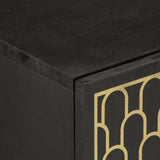 Side Cabinet Black Solid mango wood, engineered wood 358344