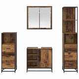 Bathroom Furniture Set with Door 4 pcs Old Wood Engineered Wood 3402411