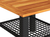 Garden Table Black 40x40x42 cm Poly Rattan Acacia Wood 366263
