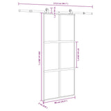 ZNTS Sliding Door with Hardware Set 90x205 cm Tempered Glass&Aluminium 3332987