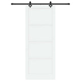 Sliding Door White and Black 93 x 232 cm Solid Pine Wood 3333519
