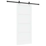 Sliding Door 86 x 198.5 cm Engineered Wood White and Black 3450117