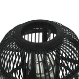 Candle Holder Black Bamboo and Glass Medium Decorative Inlays 246820