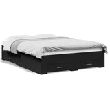 Bed Frame Black Engineered wood 135 x 190 cm Double Bed Frame 3280406
