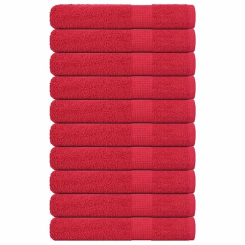 Towels 10 pcs Red 100x200 cm 360 gsm 100% Cotton 136940