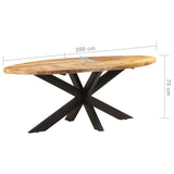 321675 Dining Table Oval 200x100x75 cm Rough Mango Wood