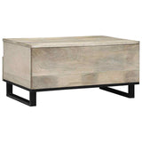 Coffee Table Beige and Black 80 x 54 x 40 cm Solid Acacia wood 4017985