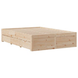 Bed Frame without Mattress with Drawers 150x200 cm King Size Solid Wood Pine 3308801