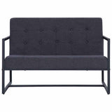 2-Seater Sofa with Armrests Dark Gray Steel and Fabric 282271