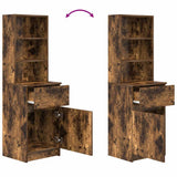 Bedside Cabinet Smoked Oak 39x35x125 cm Engineered Wood 861314