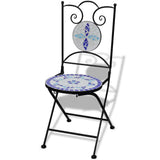 Garden Chair Set of 2 Blue and White Powder-coated iron and ceramic 41531