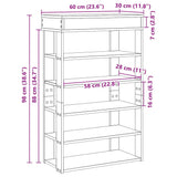 Shoe Rack Smoked Oak 60x30x98 cm Engineered Wood 859927