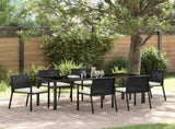 Garden Dining Set 7 pcs Black Powder-Coated Steel 3379252