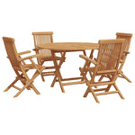 Garden Dining Set Folding 5 pcs Brown Solid Teak wood 3385970