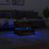 Coffee Table with LED Lights Smoked Oak 50x50x40 cm 839858