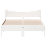 ZNTS Bed Frame White 140x190 cm Solid Wood Pine 844742
