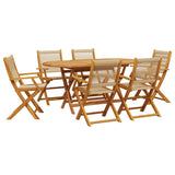 ZNTS 7 Piece Garden Dining Set Beige Polypropylene and Solid Wood 3281711