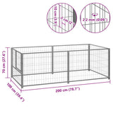 Dog Kennel Silver 200x100x70 cm Steel 150793