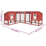 Outdoor Rabbit Hutch with Run Red and White Solid Fir Wood 170875