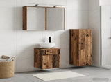 Bathroom Furniture Set 4 pcs Old Wood Engineered Wood and Glass 3407469