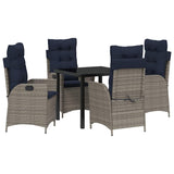 Garden Dining Set with Cushion 5 pcs Grey and Black Rattan 3380576