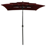 3-Tier Garden Parasol with Aluminium Pole Bordeaux Red 2x2 m 313848