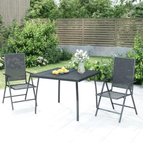 ZNTS 3 Piece Garden Dining Set Anthracite Steel 3187977