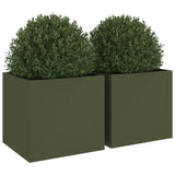 Planters 2 pcs Olive Green 49x47x46 cm Steel 841566