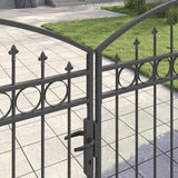 Fence Gate with Lock Grey 401 x 224.5 cm Steel 42008944
