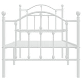 Metal Bed Frame without Mattress with Footboard White 75x190cm 353496