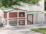 Outdoor Large Rabbit Hutch Brown and White 145x45x84 cm Wood 170841