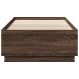 Bed Frame with LED without Mattress Brown Oak 75x190 cm Small Single 3209673