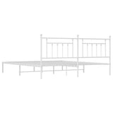 Bed Frame White Powder-Coated Steel 193 x 203 cm Bed Frame 353592