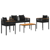Outdoor Furniture Set with Cushion 4 pcs Black Poly Rattan 42025225