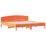 Bed Frame Wax Brown Solid pine wood, Plywood Super King Durable 3216193