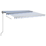 ZNTS Freestanding Manual Retractable Awning 400x300 cm Blue/White 3069736