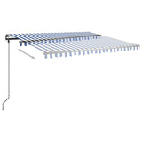 ZNTS Freestanding Manual Retractable Awning 400x300 cm Blue/White 3069736