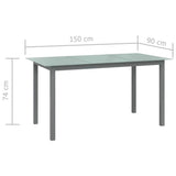 Garden Table Light Grey 150x90x74 cm Aluminium and Glass 312204