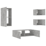 ZNTS 4 Piece TV Wall Cabinets with LED Lights Concrete Grey 3216884