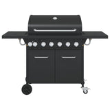 Gas BBQ Grill with 7 Burners Black Powder-coated Steel 367588
