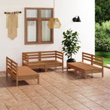 6 Piece Garden Lounge Set Honey Brown Solid Pinewood 3082555