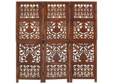 Hand Carved 3-Panel Room Divider Brown 120x165 cm Solid Mango Wood 285334