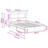 Bed Frame with Storage Smoked Oak 135 x 190 cm Engineered Wood 3433669