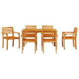 Garden Dining Set 7 pcs Brown Solid Acacia Wood 3375664